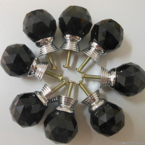 50pcs 30mm k9 crystal glass door knobs drawer cabinet furniture kitchen handle -blacks