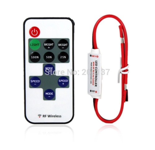 rf wireless mini led controller dc5v-24v 12a output current,for single color,with power supply socket for led strip